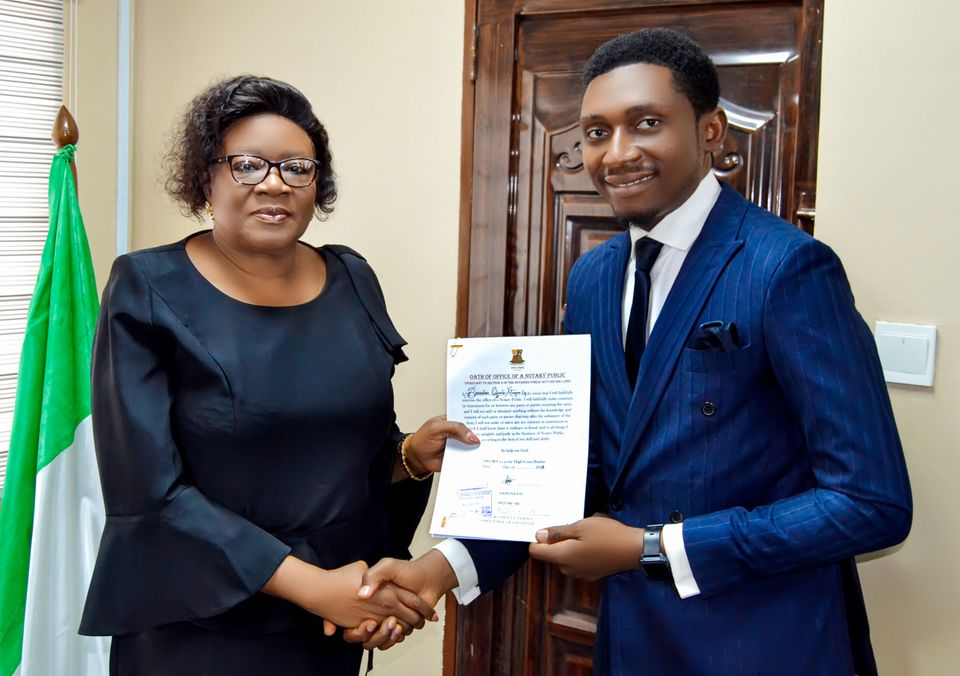 Barnabas O. Atungwu at his notary public swearing-in ceremony